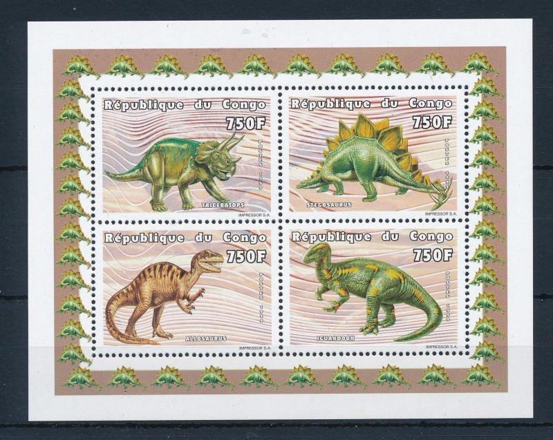 [28729] Congo Brazzaville 1999 Pre Historic Animals Dinosaurs MNH Sheet