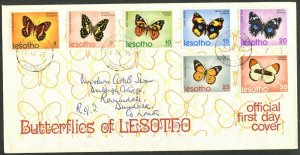 LESOTHO Sc#140-146 1973 Butterflies Cpl Set on Official FDC Addressed to Ireland