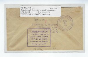 CRISTOBAL CANAL ZONE - MAY 5 1930 - ROUND TRIP AIR MAIL COVER - C42