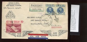1967 CANAL ZONE PAQUEBOT SPECIAL DELIVERY AIRMAIL COVER BALBOA TO TEXAS LV3042