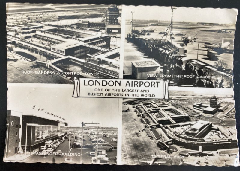 1959 Hounslow England Real Picture Postcard cover To Worthing London Airport Vie 