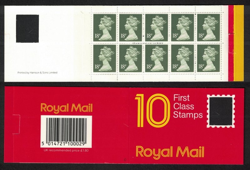 Great Britain Barcode Booklet £1.80 1987 MNH SG#GO1
