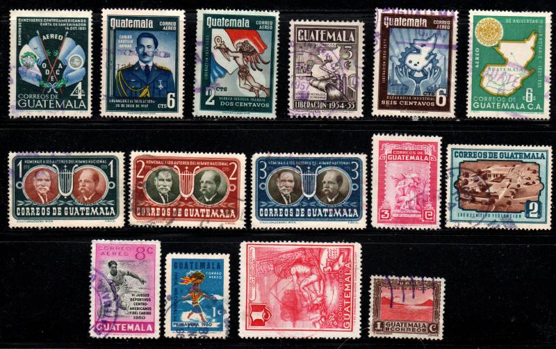 Guatemala ~ Lot of 15 Different - MX (mixed conditions see below)