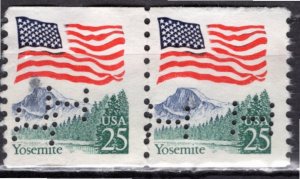 USA; 1988: Sc. # 2280:  Used Perf. 10 COIL Se-Tenant Single Stamps W/Perfins