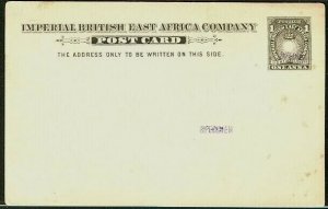 BRITISH EAST AFRICA 1893 H&G #2 1 Anna “SPECIMEN card