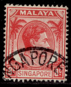 SINGAPORE GVI SG6, 8c scarlet, FINE USED.