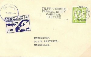 GB 1971 STRIKE POST Cover *Europa Mail* Private Issue Belgium Mixed Franking S96