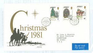 Jersey 282-84 1981 Christmas, corner crease, rough edge - FDC