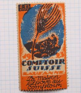 Swiss Counter Lausanne Farming 1923 Expo French poster label ad Mint MNH NH OG