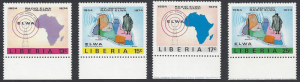 Liberia #659-62 min set, 20th Anniv. of radio ELWA , issued 1974