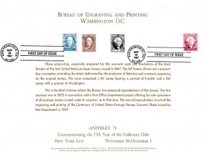 BEP B15 Souvenir Card ANPHILEX  '71 #1 #2 Franklin Washington #3139-40a FDC 1997