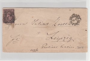 Old German States Saxony (Sachsen), 1859, Scott 10, 1Ngr Cover Dresden-Leipzig
