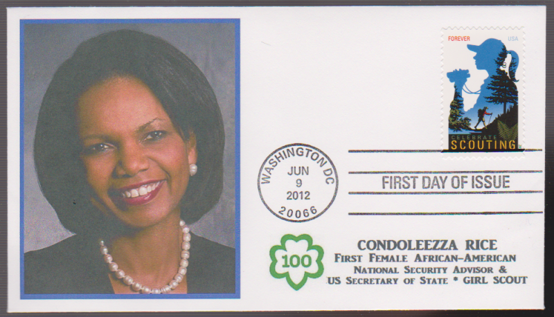 2012 Girl Scouting First Day Cover CONDOLEEZA RICE FDC J123