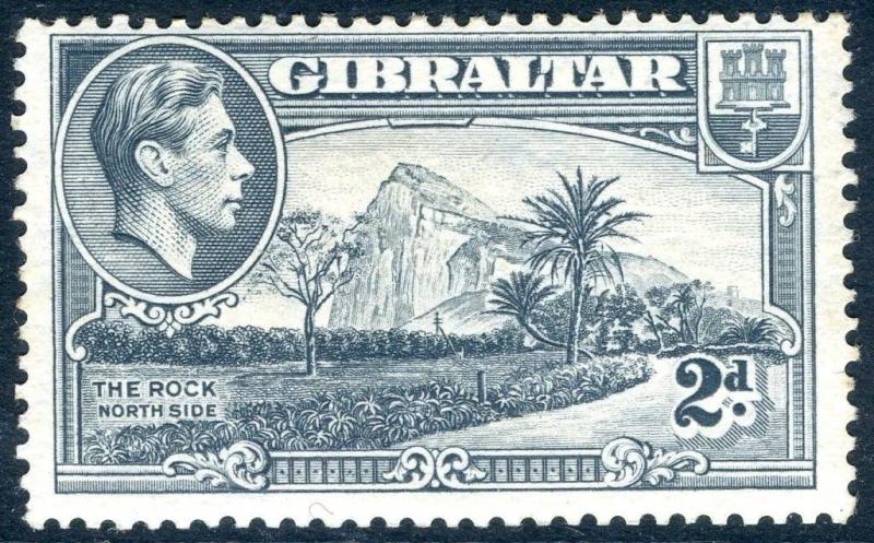 GIBRALTAR-1940 2d Grey Perf 13½ SIDEWAYS WMK superb lightly mounted   Sg 124ab