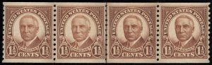 US #686 VF/XF mint never hinged, Line Pair Strip of 4,  SELECT STRIP!