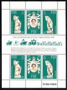 Fiji 1978 MNH Sc #384 Elizabeth II 25th ann Coronation Sheet of 6