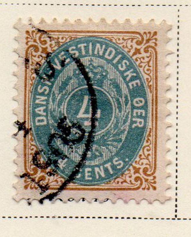 Danish West Indies Sc 18 1901 4c bistre & dull blue stamp used