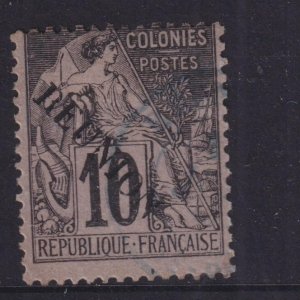 REUNION, 1891 diagonal overprint, without accent, 10c. Black on Lilac, used.