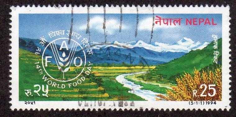 Nepal 549 - Used - World Food Day / Mtn Scenery (cv $1.00)