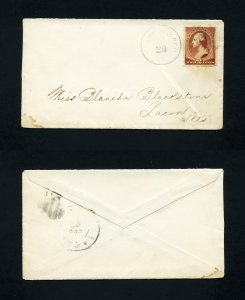 # 210 cover with Bureau Junction & Peoria RPO cancel to Lacon, IL - 2-28-1880s