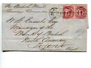 Great Britain #25 pair on cover by Steamer America to Toronto Cat $1350