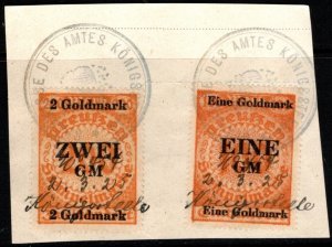 1920 Germany Prussia Revenue 1 & 2 Goldmark General Stamp Duty w/Official Cancel