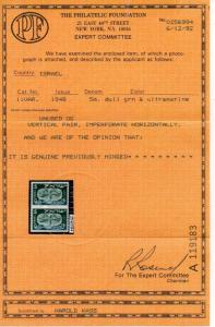 Israel Scott #11 Vertical Pair All Horizontal Perfs Omitted with Certificate!!