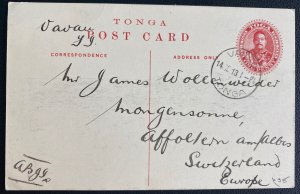 1913 Vavau Tonga Toga Real Picture Postcard Cover To Switzerland Neiafu View