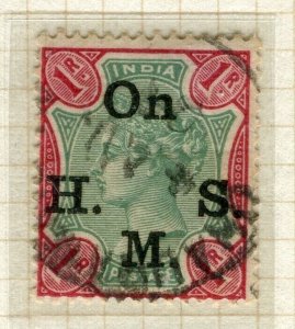 INDIA; 1883-99 early classic QV SERVICE Optd. issue fine used 1R. value
