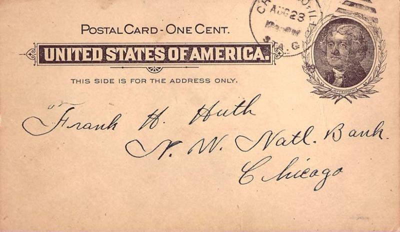 United States Illinois Chicago Sta. G 1898 numeral duplex  Postal Card.