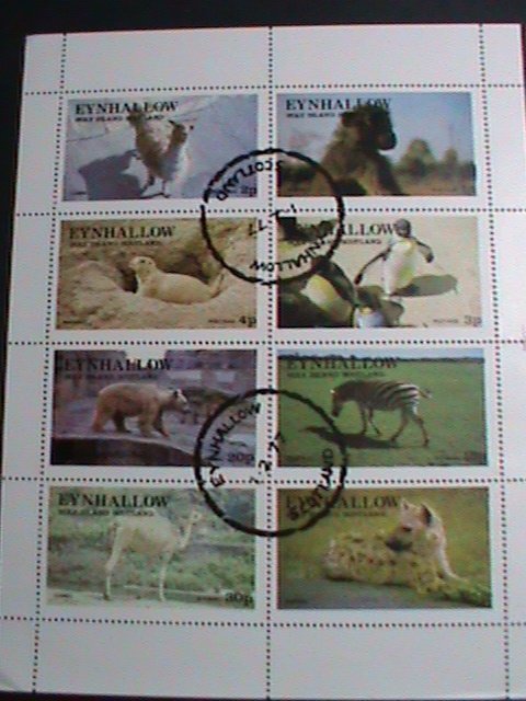 ​GRATE BRITAIN-EYNHALLOW STAMP-1977 WORLD ENDANGER ANIMALS CTO SHEET VERY FINE