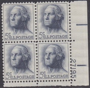 1213 Washington Plate Block MNH