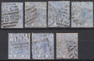 GB QV 1880/1 Sg142/157 Used Set Of Plates 17-23