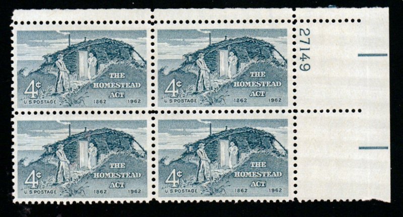 SC# 1198 - (4c) - The Homestead Act, MNH Plate blk/4 - UR # 27149