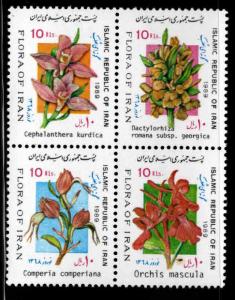 IRAN Scott 2361 MNH** Flower stamp block 1989 set