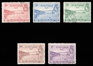 Papua 1938 KGVI Anniversary set complete VFU. SG 158-162. Sc C5-C9.