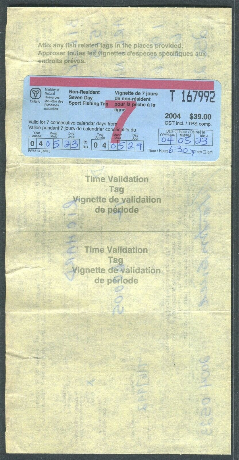 VINTAGE - Permis De Pêche Non Résident Ontario 1975 - Canada