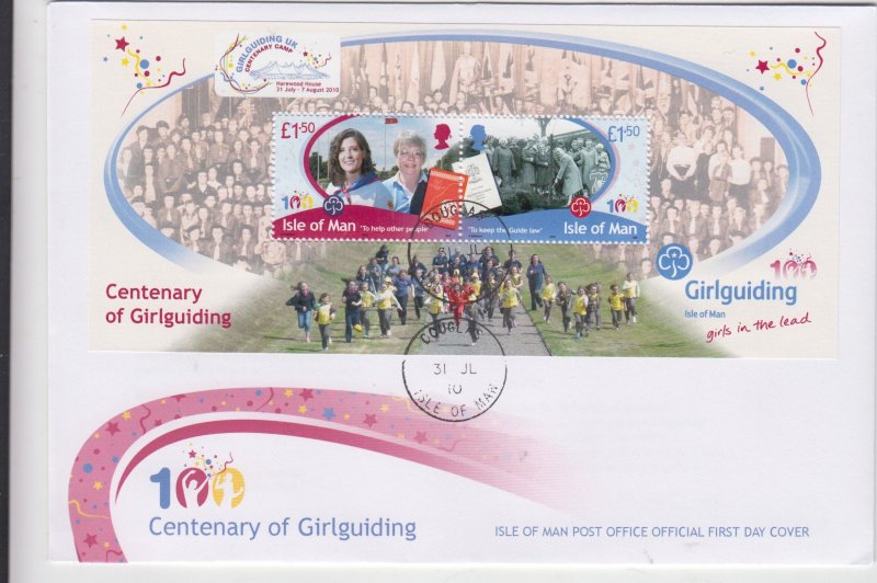 Isle of Man -  2009,  Girl Guiding  Miniature sheet,  (Logo) on FDC