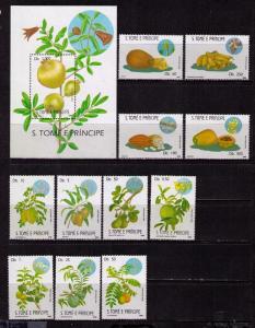 SAINT THOMAS & PRINCE Sc# 856 - 867 MNH FVF Set11 + SS Fruit