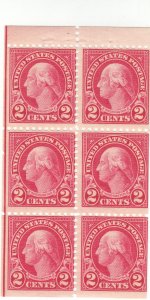 Scott# 554c -  2c Carmine - Washington - perf 11 booklet pane of 6 - MH