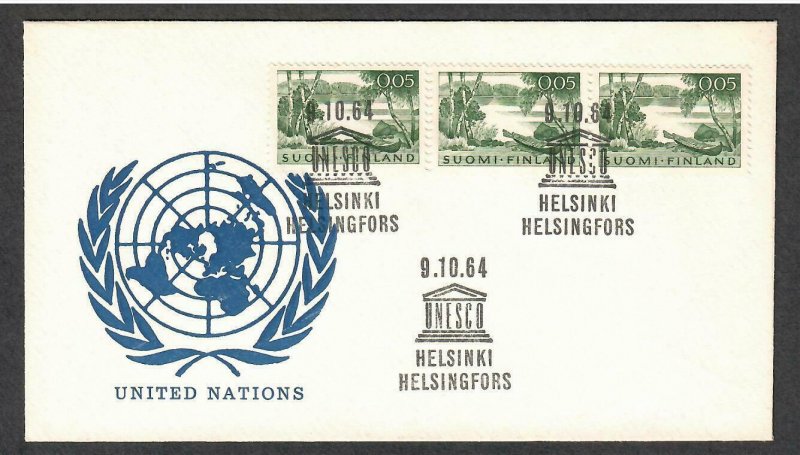 3 Finland # 399 on Special UNESCO Cancellation Cover 10/9/64 - I Combine S/H