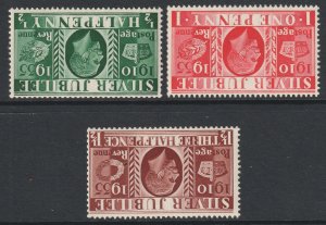 GB Scott 226/228 - SG453i/455i, 1935 Inverted Watermark Silver Jubilee Set MH*