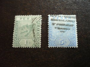 Stamps - Perak - Scott# 42,45 - Used Part Set of 2 Stamps