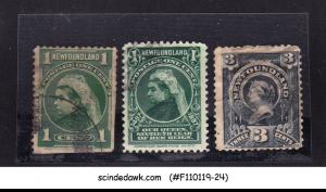NEWFOUNDLAND - 1890-97 QUEEN VICTORIA ISSUE SG#55, 66 AND 85 3V - USED