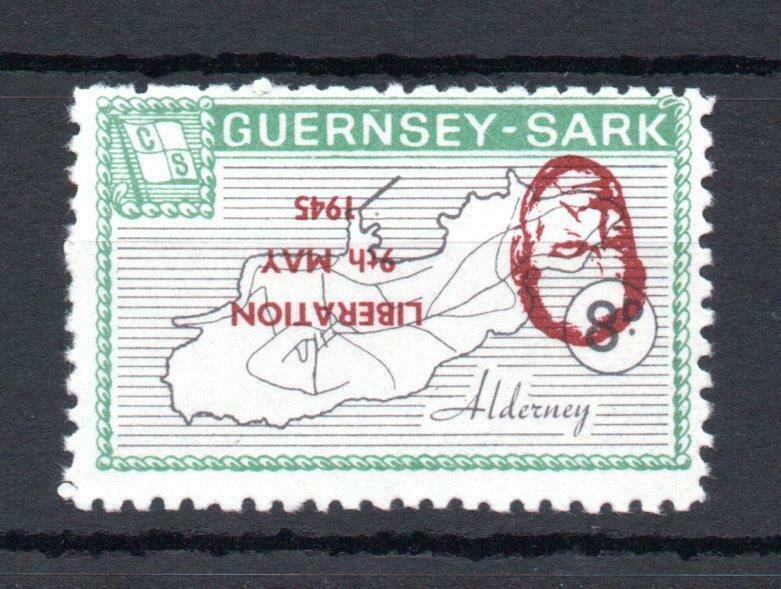 GUERNSEY-SARK LIBERATION 8d MOUNTED MINT WITH INVERTED OVERPRINT