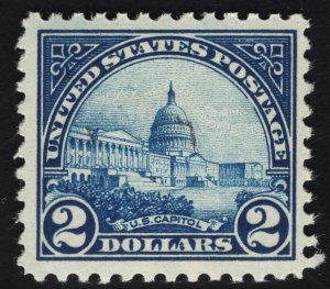 US #572 $2 Deep Blue U.S. Capitol MINT NH OG SCV $120