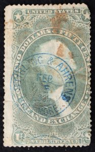 U.S. Used Stamp Scott #R84c $2 Revenue. Blue Handstamp. Choice!