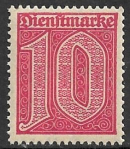 GERMANY 1920-21 10pf Carmine Rose OFFICIAL Sc O2 MNH