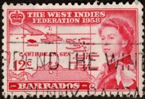 Barbados 250 - Used - 12c West Indies Federation (1958) (cv $0.40) +