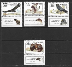 ISRAEL - 1985 BIRDS OF PREY WITH TABS - SCOTT 896 TO 899 - MNH